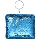 Vibrant blue plush keychain with shimmering sequins, designed to elevate your bag with a touch of sparkle and style.