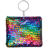 Colorful plush sequin keychain with multicolored sequins, a vibrant accessory to bring fun and sparkle to your bag or keys.