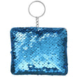 Vibrant blue plush keychain with shimmering sequins, designed to elevate your bag with a touch of sparkle and style.